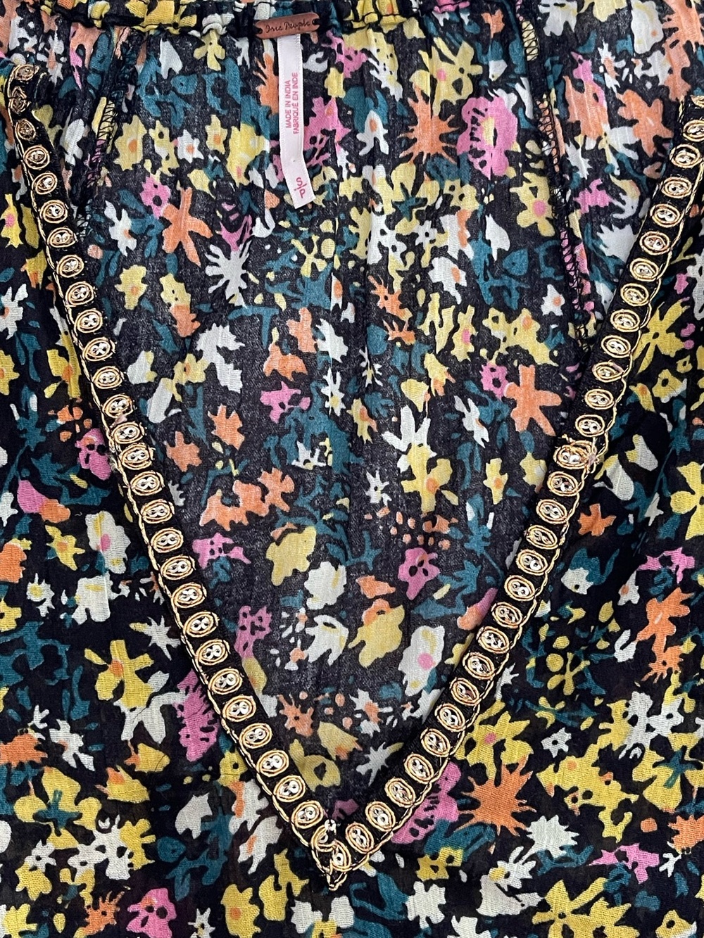 FREE PEOPLE Gardenia Floral Tunic Top Dress Sz Small Romantic Boho Festival - Picture 9 of 13